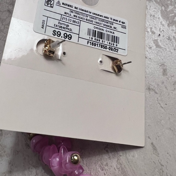 NWT- A New Day Earrings. Pink with faux pearl hoops - Picture 3 of 3